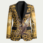 Shaka Zulu Blazer Leopard Print Design Traditional Warrior Spear and Shield Illustration Tribal King - African Pride