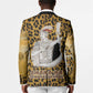Shaka Zulu Blazer Leopard Print Design Traditional Warrior Spear and Shield Illustration Tribal King - African Pride