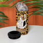 Shaka Zulu 4 in 1 Can Cooler Tumbler Leopard Print Design Traditional Warrior Spear and Shield Illustration Tribal King - African Pride