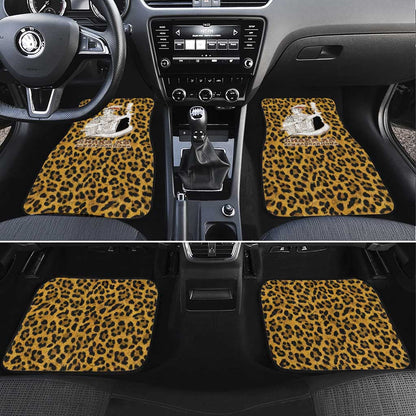 Shaka Zulu Car Mats Leopard Print Design Traditional Warrior Spear and Shield Illustration Tribal King - African Pride