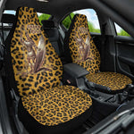 Shaka Zulu Car Seat Cover Leopard Print Design Traditional Warrior Spear and Shield Illustration Tribal King - African Pride