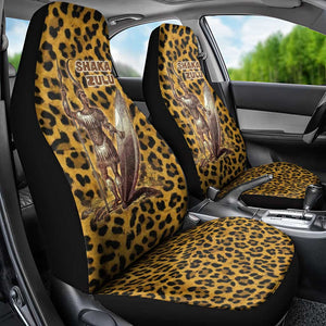 Shaka Zulu Car Seat Cover Leopard Print Design Traditional Warrior Spear and Shield Illustration Tribal King - African Pride