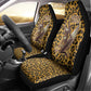 Shaka Zulu Car Seat Cover Leopard Print Design Traditional Warrior Spear and Shield Illustration Tribal King - African Pride