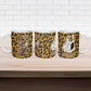 Shaka Zulu Ceramic Mug Leopard Print Design Traditional Warrior Spear and Shield Illustration Tribal King - African Pride