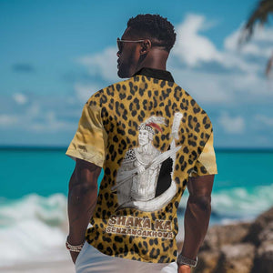 Shaka Zulu Hawaiian Shirt Leopard Print Design Traditional Warrior Spear and Shield Illustration Tribal King - African Pride