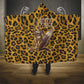 Shaka Zulu Hooded Blanket Leopard Print Design Traditional Warrior Spear and Shield Illustration Tribal King - African Pride