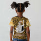 Shaka Zulu Kid T shirt Leopard Print Design Traditional Warrior Spear and Shield Illustration Tribal King - African Pride