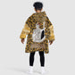 Shaka Zulu Kid Wearable Blanket Hoodie Leopard Print Design Traditional Warrior Spear and Shield Illustration Tribal King - African Pride