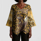 Shaka Zulu Kimono Sleeve Blouse Leopard Print Design Traditional Warrior Spear and Shield Illustration Tribal King - African Pride