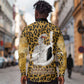 Shaka Zulu Long Sleeve Button Shirt Leopard Print Design Traditional Warrior Spear and Shield Illustration Tribal King - African Pride