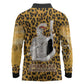 Shaka Zulu Long Sleeve Polo Shirt Leopard Print Design Traditional Warrior Spear and Shield Illustration Tribal King - African Pride