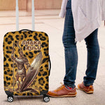Shaka Zulu Luggage Cover Leopard Print Design Traditional Warrior Spear and Shield Illustration Tribal King - African Pride