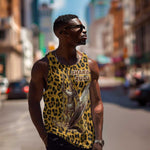 Shaka Zulu Men Tank Top Leopard Print Design Traditional Warrior Spear and Shield Illustration Tribal King - African Pride