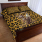 Shaka Zulu Quilt Bed Set Leopard Print Design Traditional Warrior Spear and Shield Illustration Tribal King - African Pride