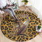 Shaka Zulu Round Carpet Leopard Print Design Traditional Warrior Spear and Shield Illustration Tribal King - African Pride