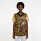 Shaka Zulu Scrub Top Leopard Print Design Traditional Warrior Spear and Shield Illustration Tribal King - African Pride