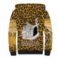 Shaka Zulu Sherpa Hoodie Leopard Print Design Traditional Warrior Spear and Shield Illustration Tribal King - African Pride