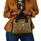 Shaka Zulu Shoulder Handbag Leopard Print Design Traditional Warrior Spear and Shield Illustration Tribal King - African Pride