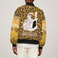 Shaka Zulu Sleeve Zip Bomber Jacket Leopard Print Design Traditional Warrior Spear and Shield Illustration Tribal King - African Pride