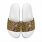 Shaka Zulu Slide Sandals Leopard Print Design Traditional Warrior Spear and Shield Illustration Tribal King - African Pride