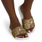 Shaka Zulu Slide Sandals Leopard Print Design Traditional Warrior Spear and Shield Illustration Tribal King - African Pride