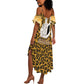 Shaka Zulu Summer Maxi Dress Leopard Print Design Traditional Warrior Spear and Shield Illustration Tribal King - African Pride