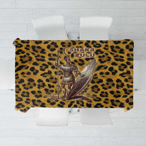 Shaka Zulu Tablecloth Leopard Print Design Traditional Warrior Spear and Shield Illustration Tribal King - African Pride
