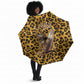 Shaka Zulu Umbrella Leopard Print Design Traditional Warrior Spear and Shield Illustration Tribal King - African Pride