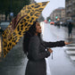 Shaka Zulu Umbrella Leopard Print Design Traditional Warrior Spear and Shield Illustration Tribal King - African Pride
