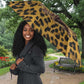 Shaka Zulu Umbrella Leopard Print Design Traditional Warrior Spear and Shield Illustration Tribal King - African Pride