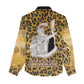 Shaka Zulu Women Casual Shirt Leopard Print Design Traditional Warrior Spear and Shield Illustration Tribal King - African Pride