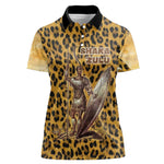 Shaka Zulu Women Polo Shirt Leopard Print Design Traditional Warrior Spear and Shield Illustration Tribal King - African Pride