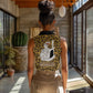 Shaka Zulu Women Sleeveless Polo Shirt Leopard Print Design Traditional Warrior Spear and Shield Illustration Tribal King - African Pride