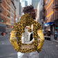 Shaka Zulu Zip Hoodie Leopard Print Design Traditional Warrior Spear and Shield Illustration Tribal King - African Pride