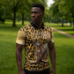 Shaka Zulu Zipper Polo Shirt Leopard Print Design Traditional Warrior Spear and Shield Illustration Tribal King - African Pride