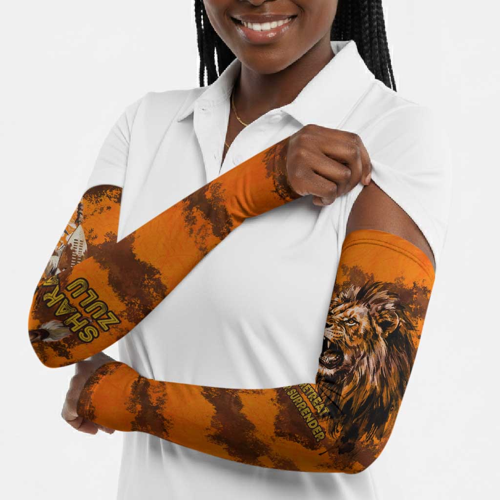 Shaka Zulu Arm Sleeves Warrior Fiery Roaring Lion - Never Retreat Never Surrender African Strength and Courage - African Pride