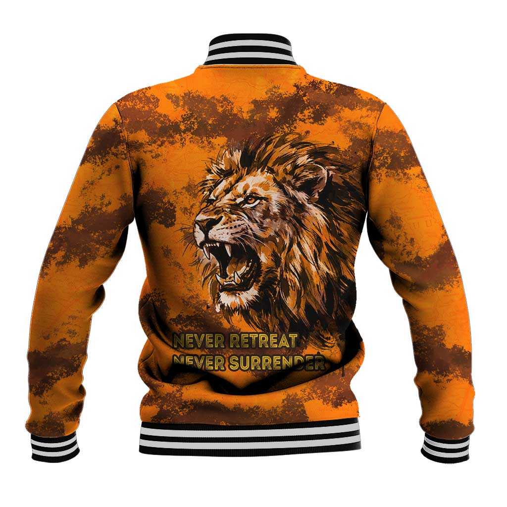 Shaka Zulu Baseball Jacket Warrior Fiery Roaring Lion - Never Retreat Never Surrender African Strength and Courage - African Pride