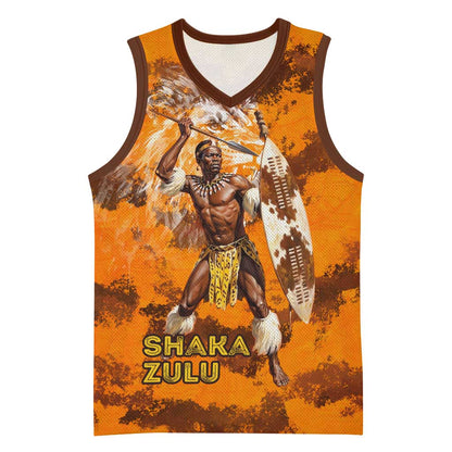 Shaka Zulu Basketball Jersey Warrior Fiery Roaring Lion - Never Retreat Never Surrender African Strength and Courage - African Pride