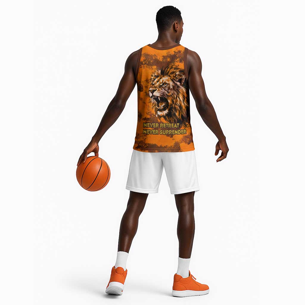 Shaka Zulu Basketball Jersey Warrior Fiery Roaring Lion - Never Retreat Never Surrender African Strength and Courage - African Pride