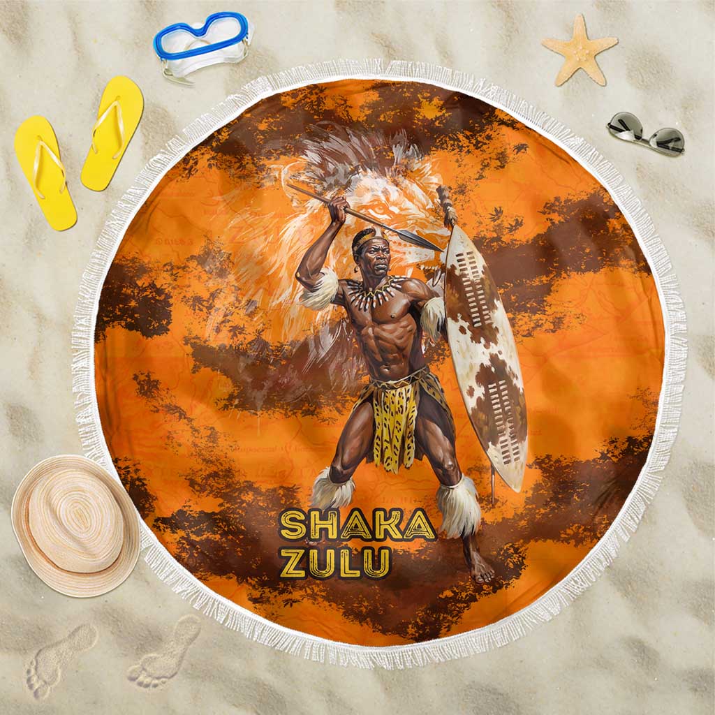Shaka Zulu Beach Blanket Warrior Fiery Roaring Lion - Never Retreat Never Surrender African Strength and Courage - African Pride