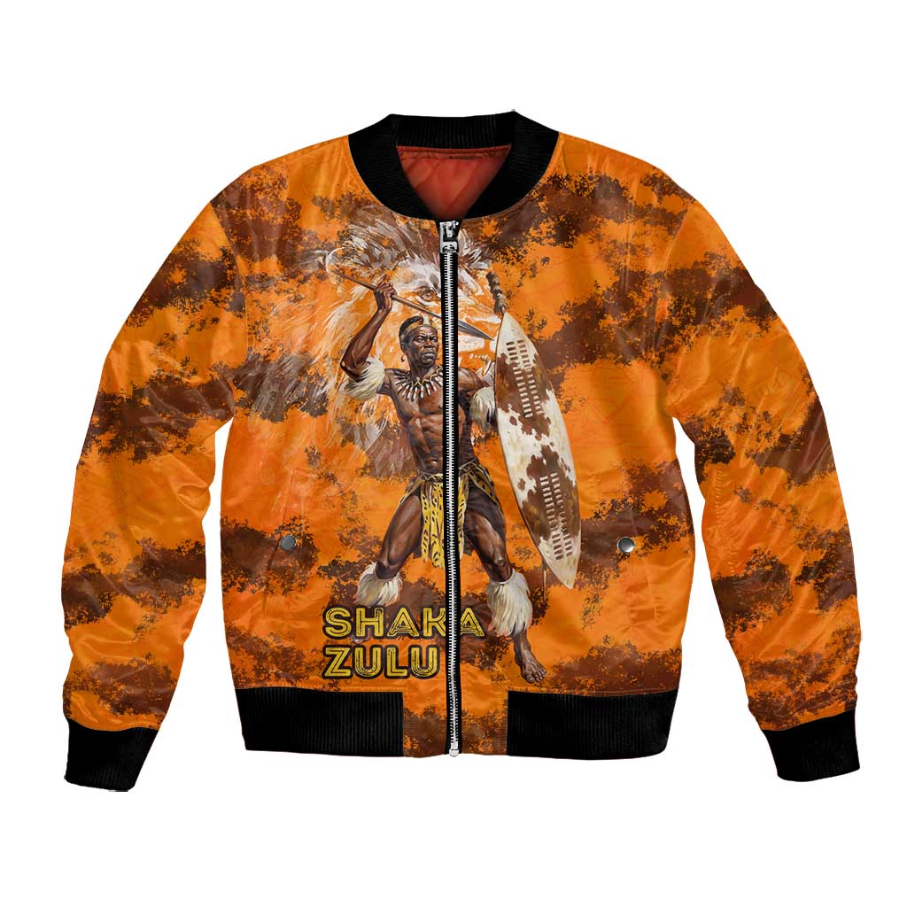 Shaka Zulu Bomber Jacket Warrior Fiery Roaring Lion - Never Retreat Never Surrender African Strength and Courage - African Pride