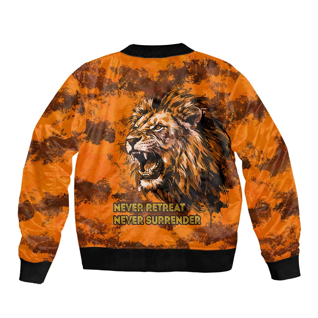 Shaka Zulu Bomber Jacket Warrior Fiery Roaring Lion - Never Retreat Never Surrender African Strength and Courage - African Pride