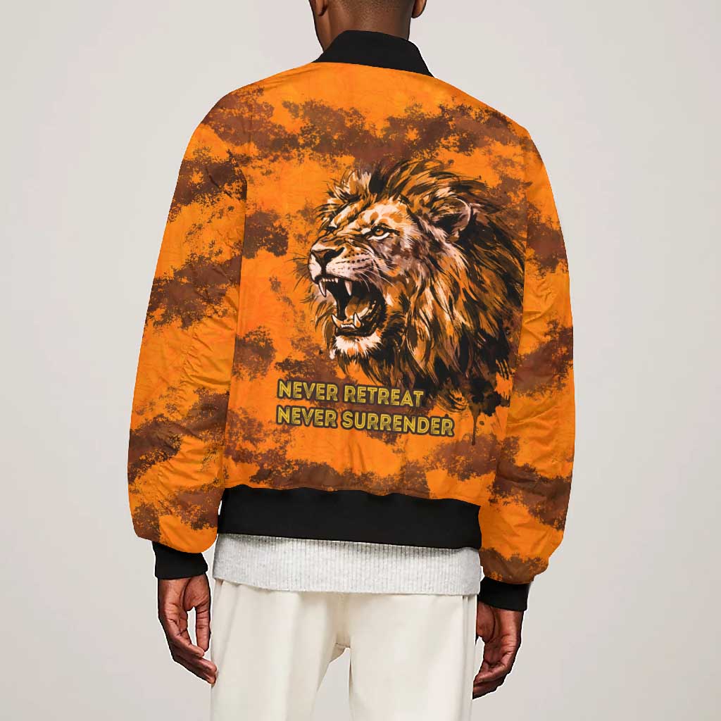 Shaka Zulu Bomber Jacket Warrior Fiery Roaring Lion - Never Retreat Never Surrender African Strength and Courage - African Pride