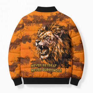 Shaka Zulu Bomber Puffer Jacket Warrior Fiery Roaring Lion - Never Retreat Never Surrender African Strength and Courage - African Pride
