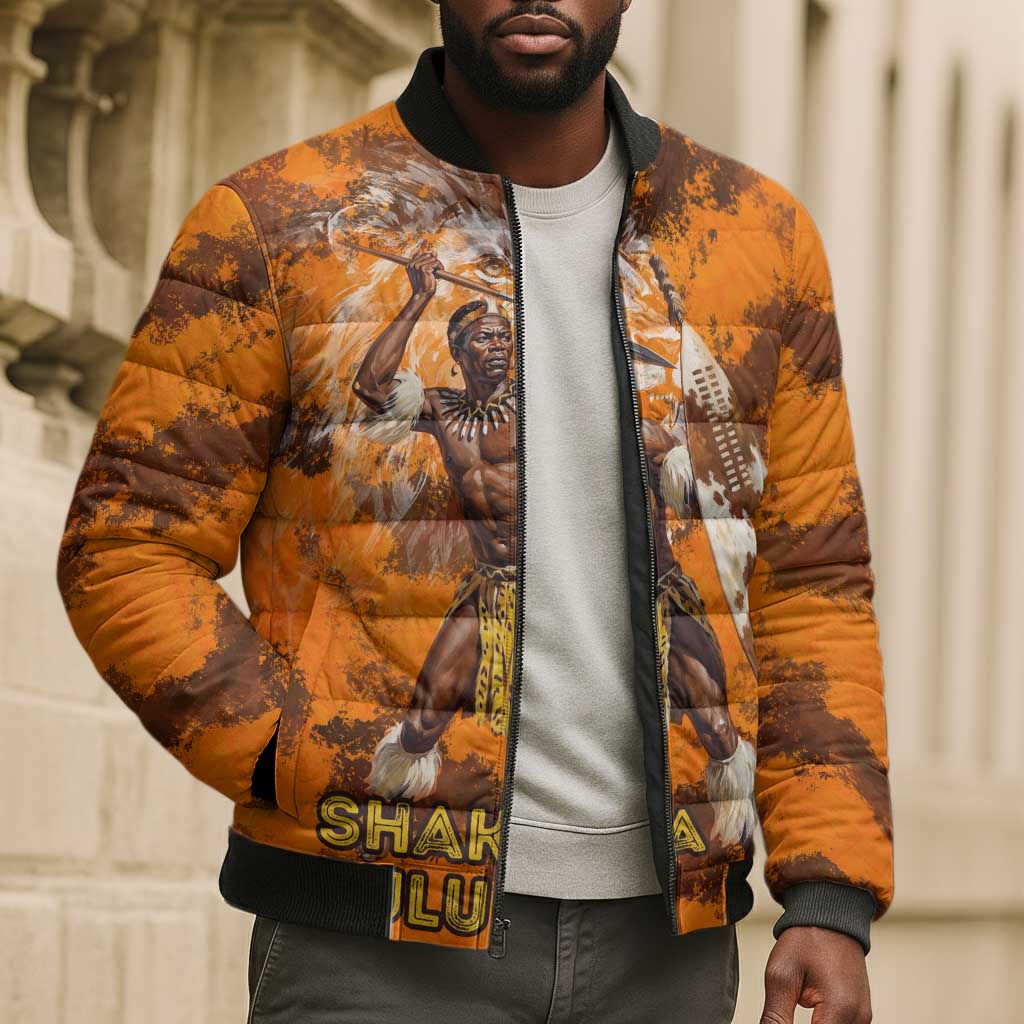 Shaka Zulu Bomber Puffer Jacket Warrior Fiery Roaring Lion - Never Retreat Never Surrender African Strength and Courage - African Pride
