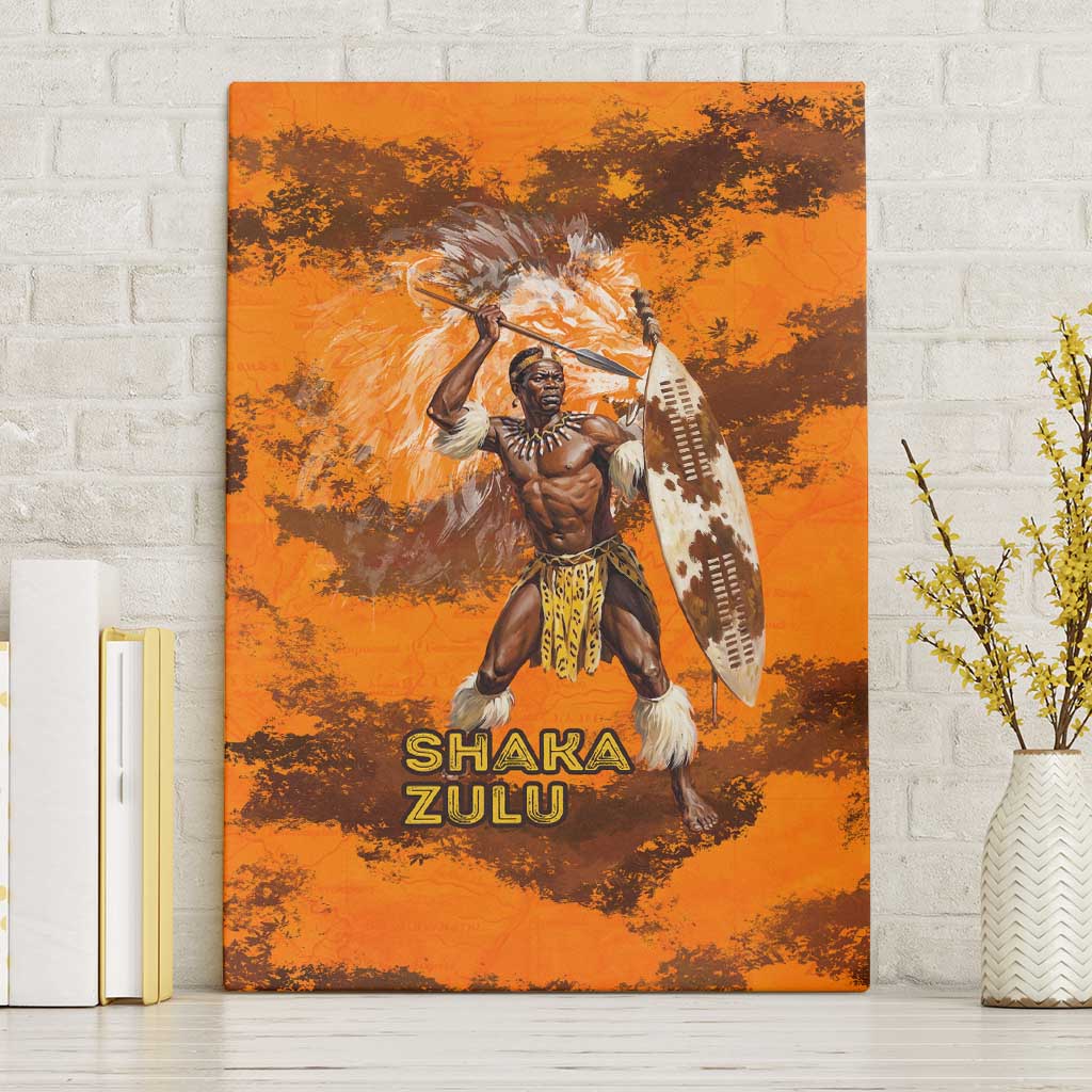 Shaka Zulu Canvas Wall Art Warrior Fiery Roaring Lion - Never Retreat Never Surrender African Strength and Courage - African Pride