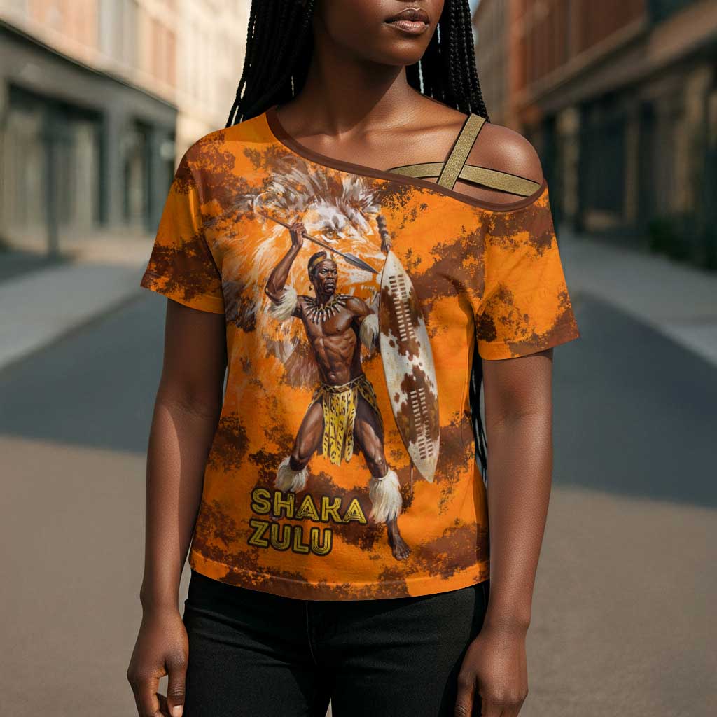 Shaka Zulu Cross Shoulder Shirt Warrior Fiery Roaring Lion - Never Retreat Never Surrender African Strength and Courage - African Pride