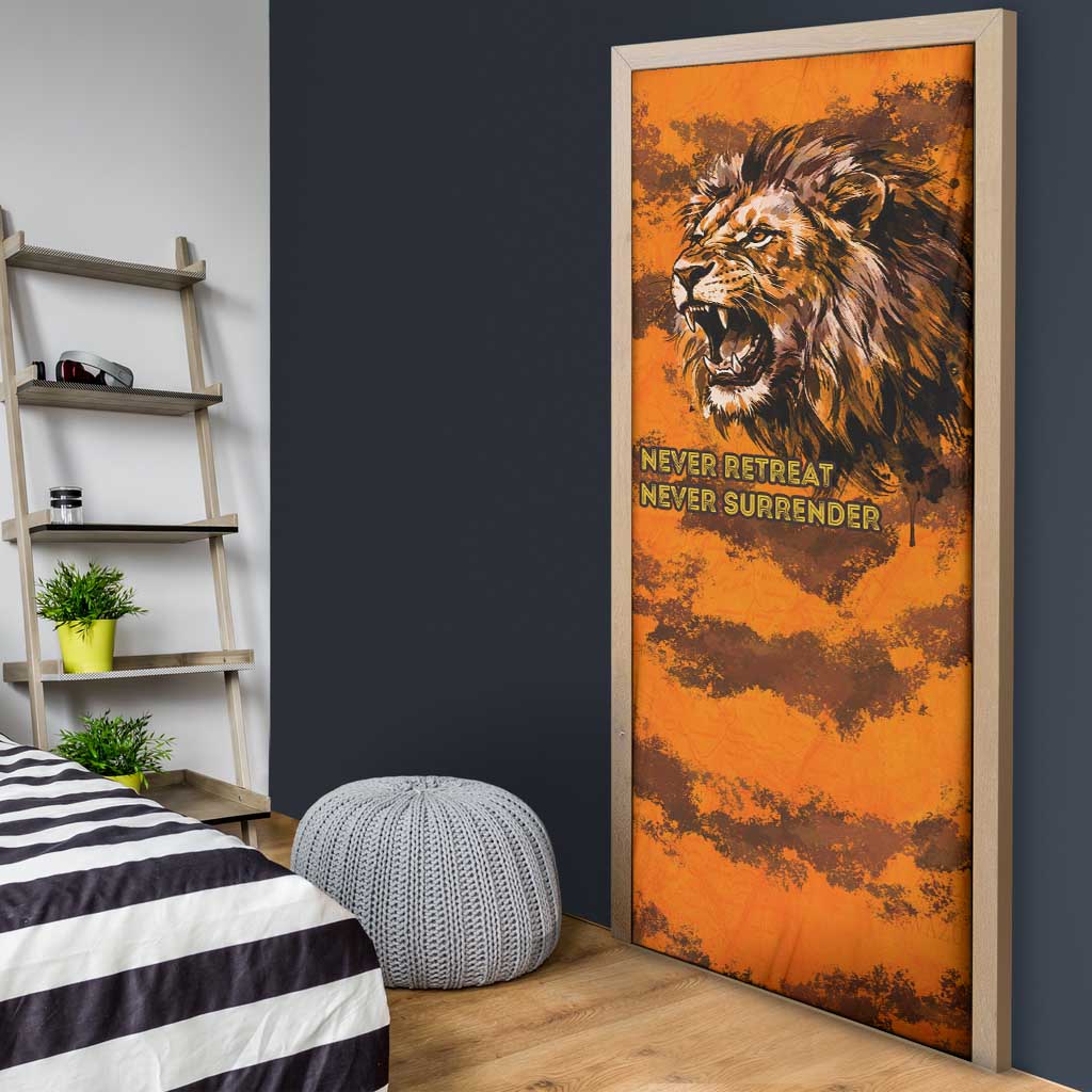 Shaka Zulu Door Cover Warrior Fiery Roaring Lion - Never Retreat Never Surrender African Strength and Courage - African Pride