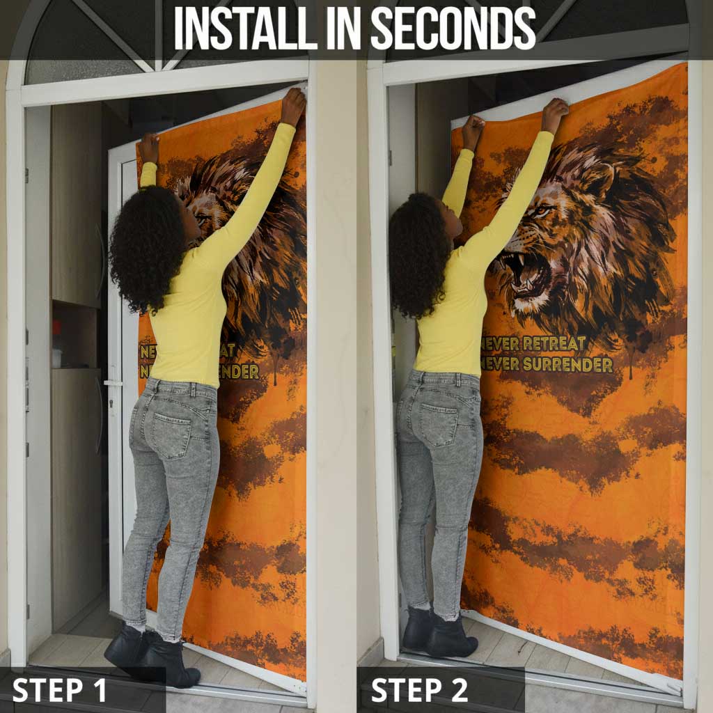 Shaka Zulu Door Cover Warrior Fiery Roaring Lion - Never Retreat Never Surrender African Strength and Courage - African Pride