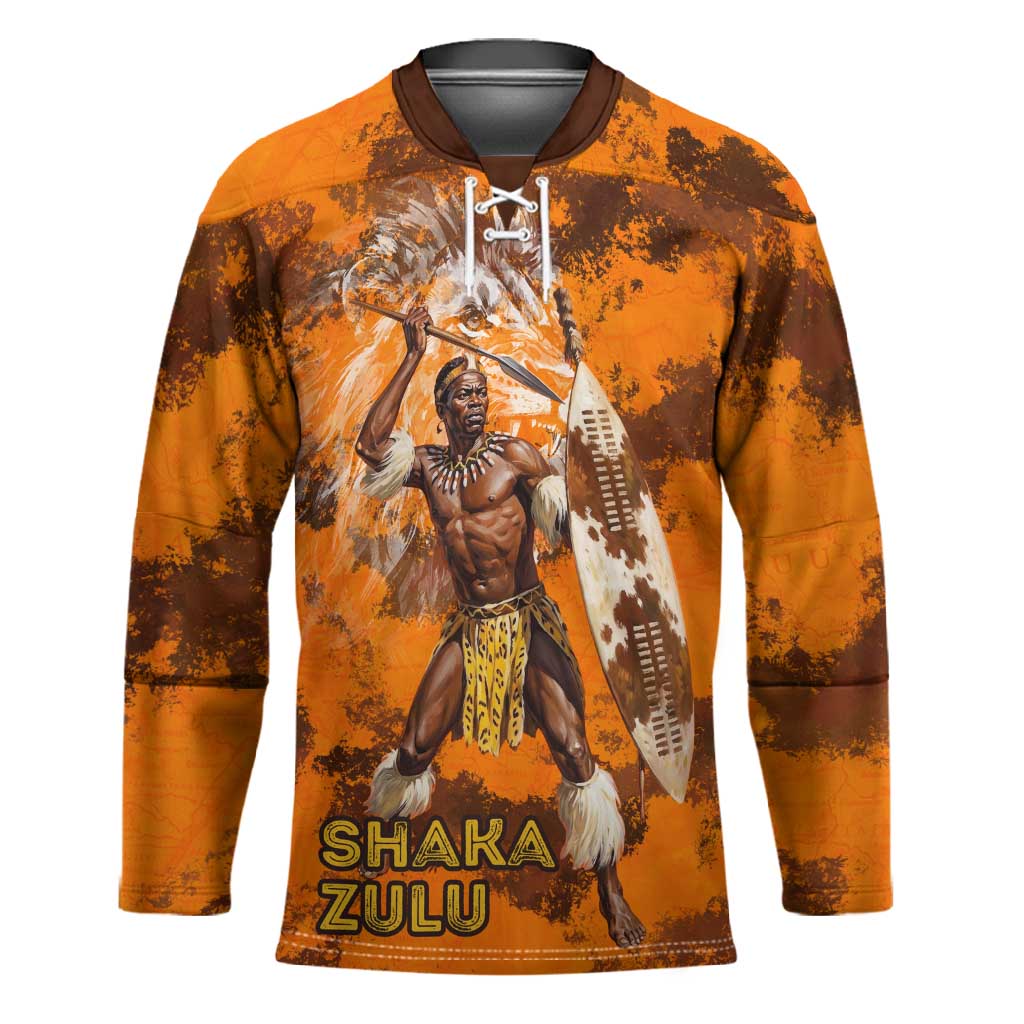 Shaka Zulu Hockey Jersey Warrior Fiery Roaring Lion - Never Retreat Never Surrender African Strength and Courage - African Pride